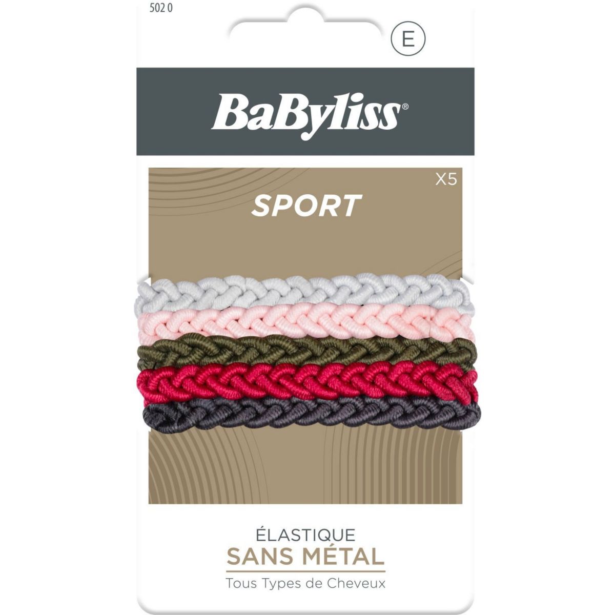 Elastique cheveux sans métal X5 couleur unique, BABYLISS