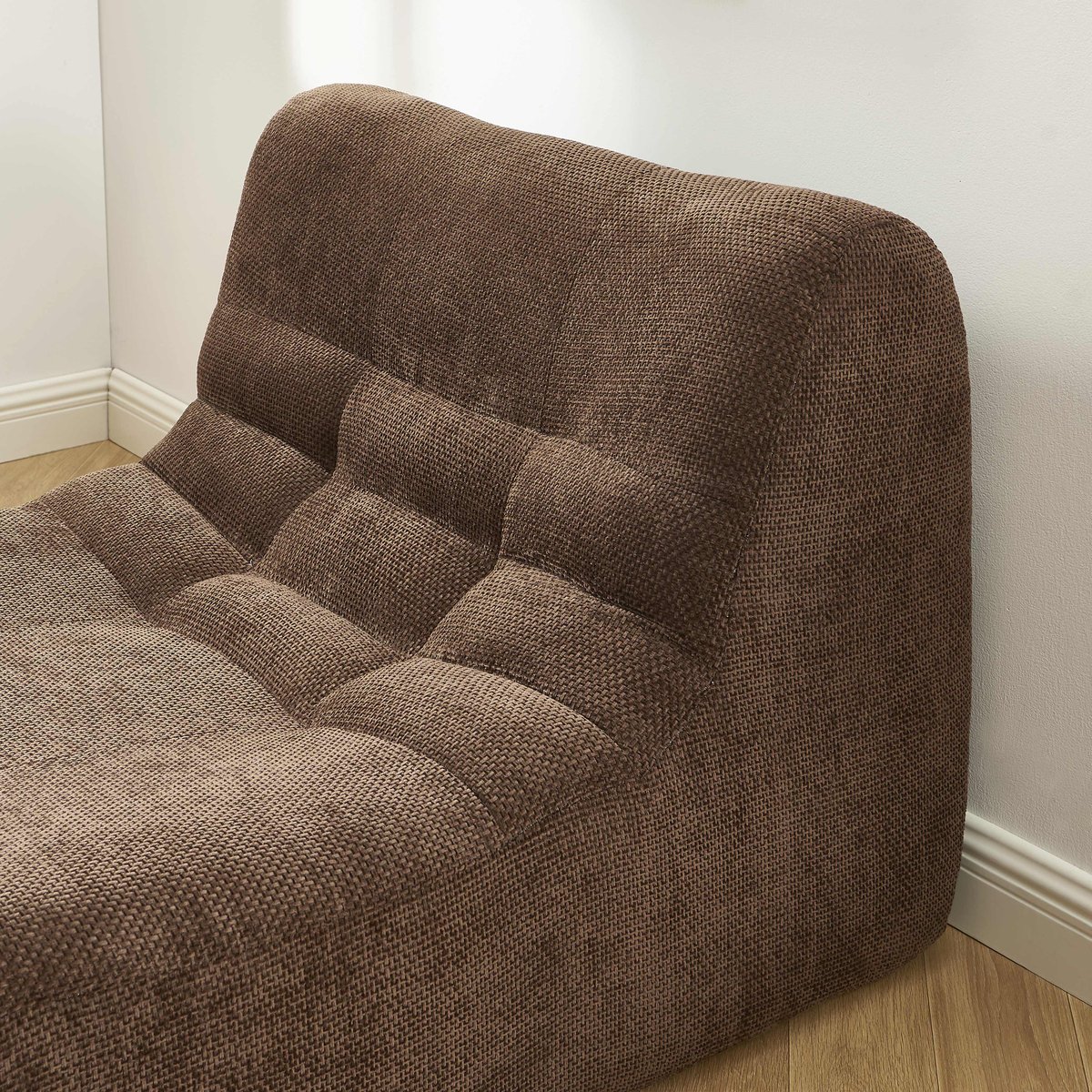Ensemble banquette et chauffeuse 3 places en tissu JANIS marron, SORELH