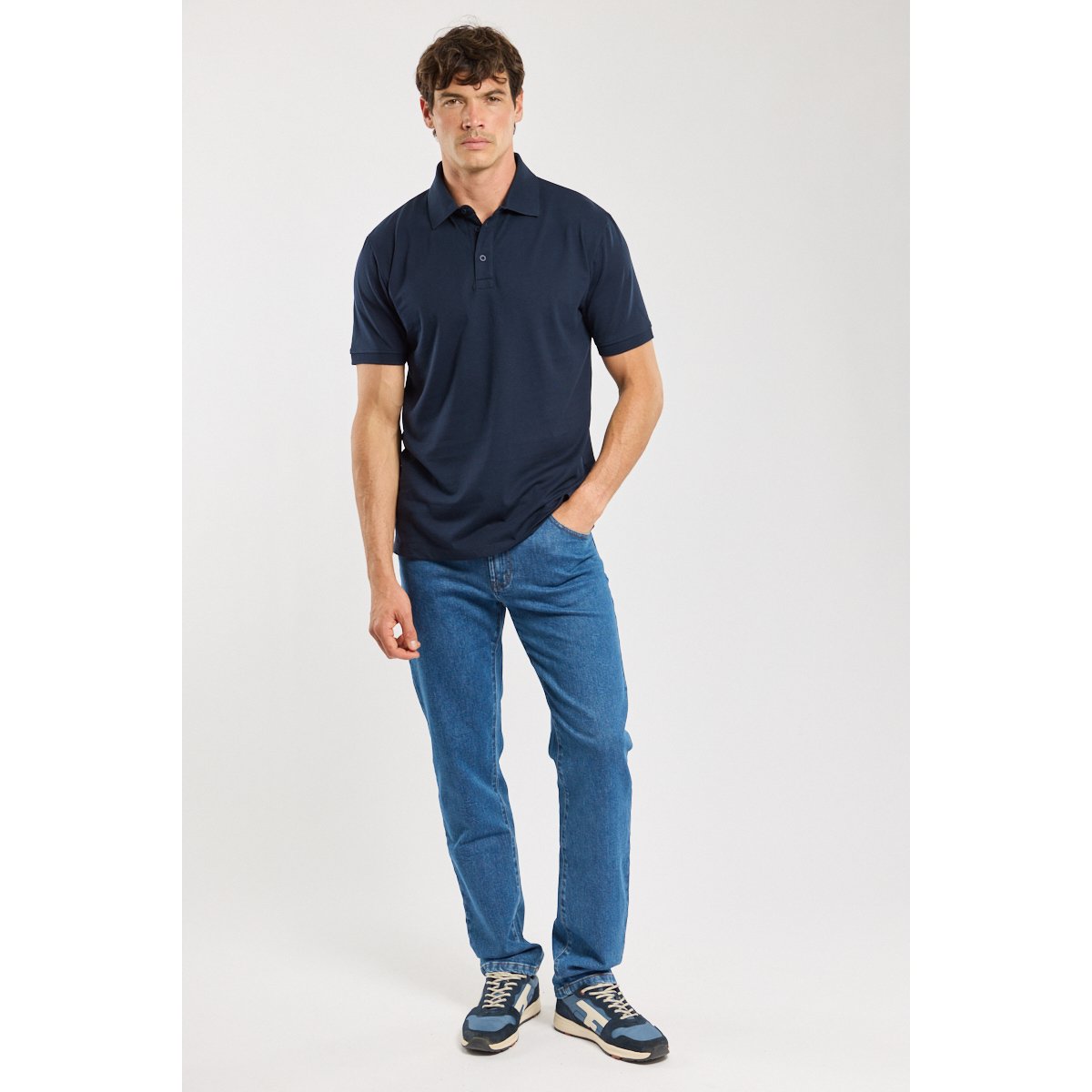 Polo Bérac - coton mercerisé marine deep, GUY DE BERAC