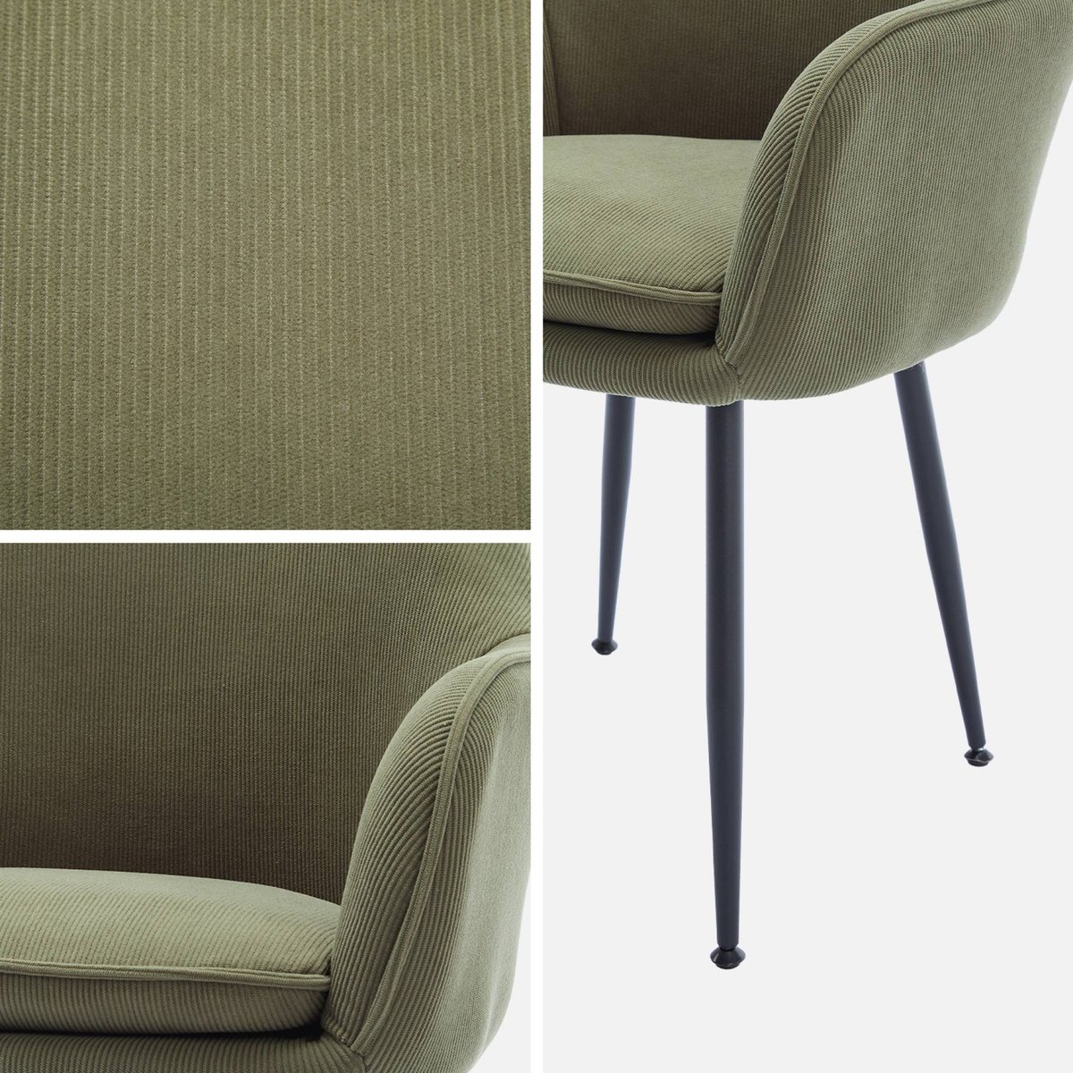 Fauteuil velours côtelé et pieds métal SHELLA camel, SWEEEK
