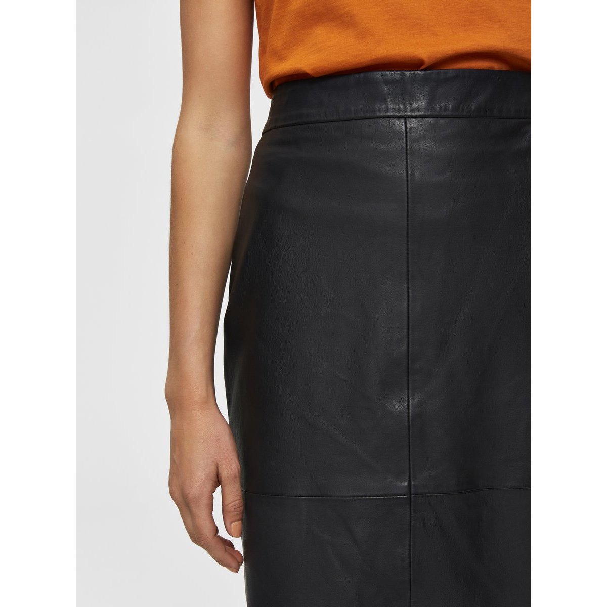 Jupe En Cuir Taille haute black, SELECTED