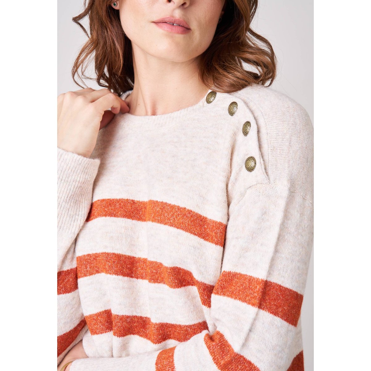 Pull femme rayé FRANCINE butternut, DEELUXE