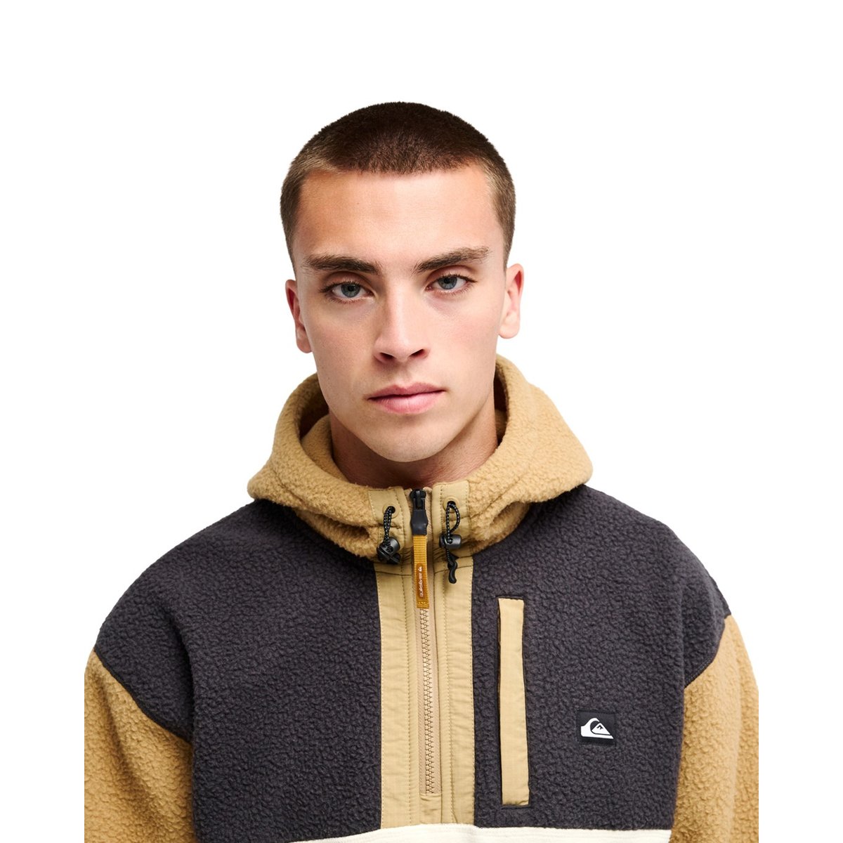 Polaire demi-zip à capuche Marron OCEAN VIEW MIX UP beige kelp, QUIKSILVER