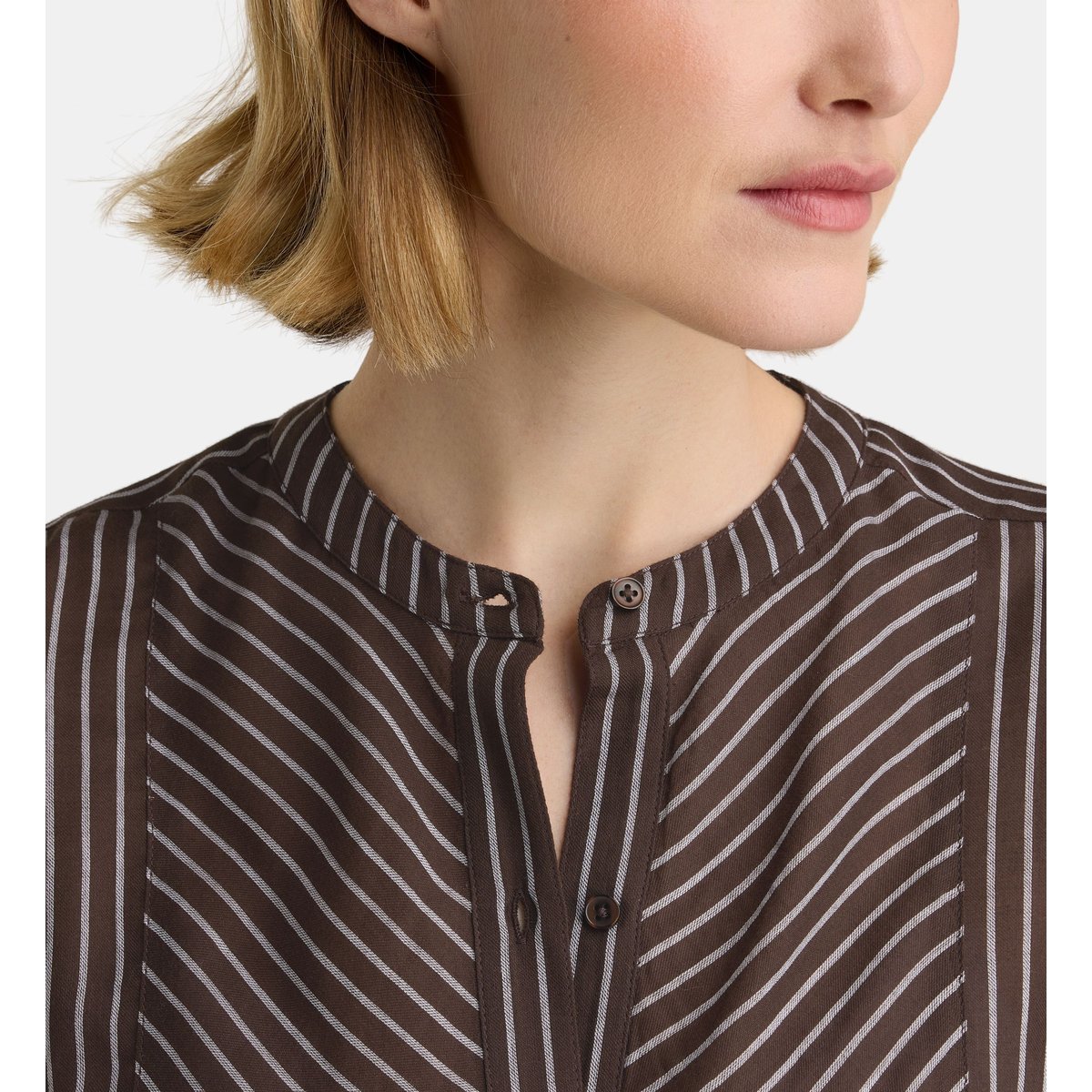 Blouse emile ray coton blanc et marron, GALERIES LAFAYETTE