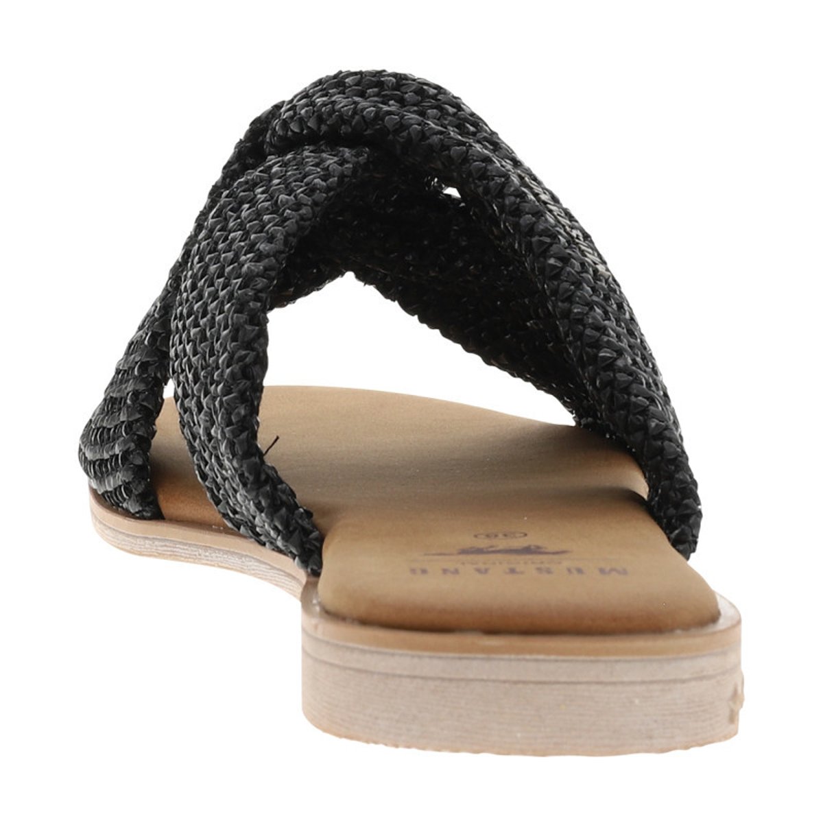 Mules noires à semelle plate avec des brides croisées à l'avant noir, MUSTANG