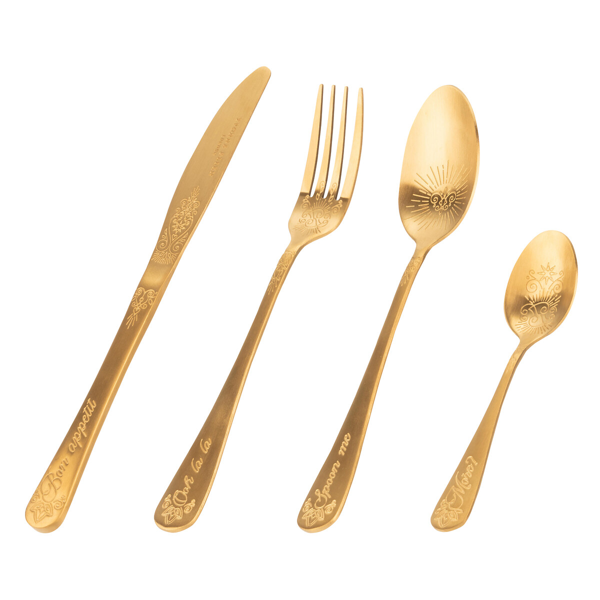 16-Piece Slogan Cutlery Set in Gold gold-coloured, YVONNE ELLEN