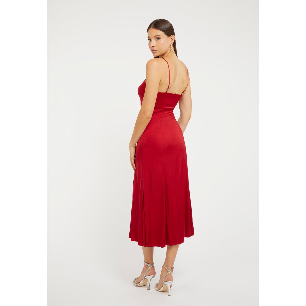 Robe Longue Satin rouge, GUESS