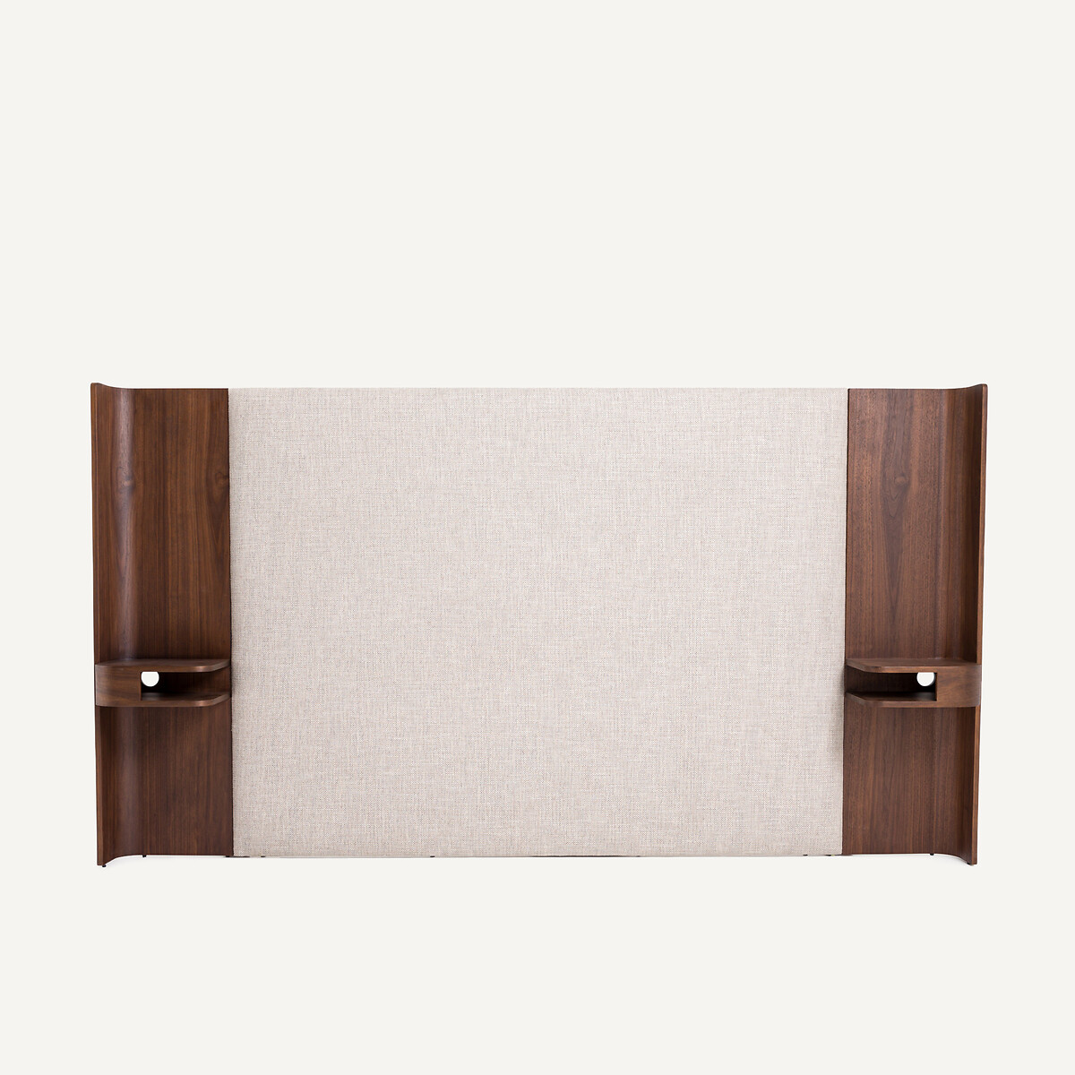 Tête de lit plaqué noyer, chevets intégrés, Abbas beige ficelle/noyer, AM.PM