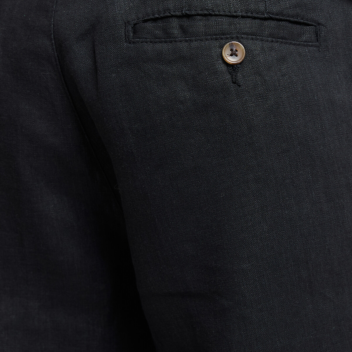 Pantalon droit en lin, Signature ISAAC noir, LA REDOUTE COLLECTIONS