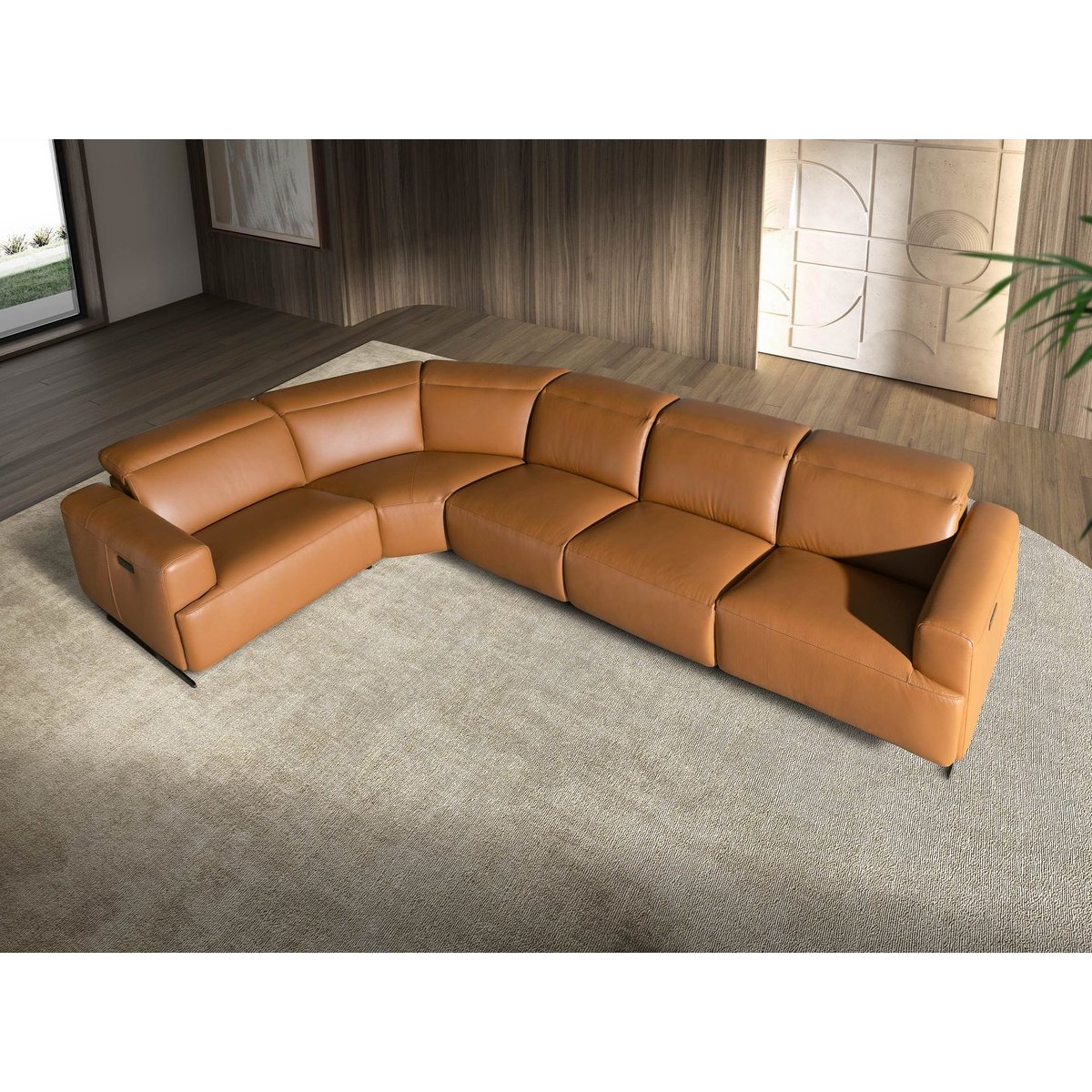 Canapé d'angle relax en cuir avec angle gauche marron | noir, ANGEL CERDA