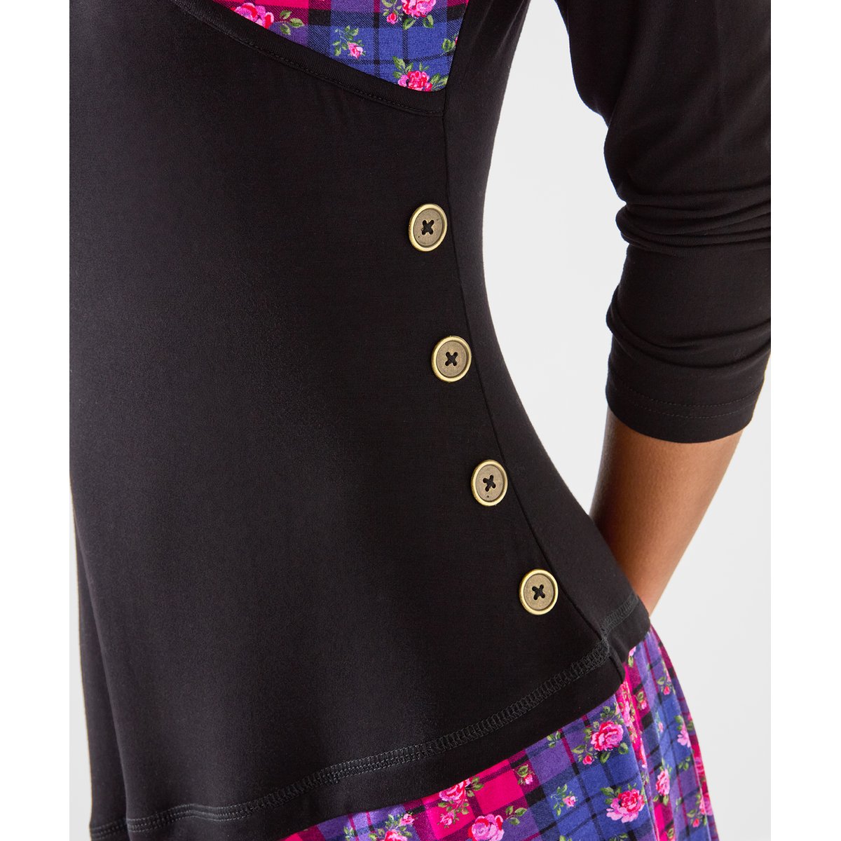 Charmante Robe Tunique en Jersey à Carreaux noir, JOE BROWNS