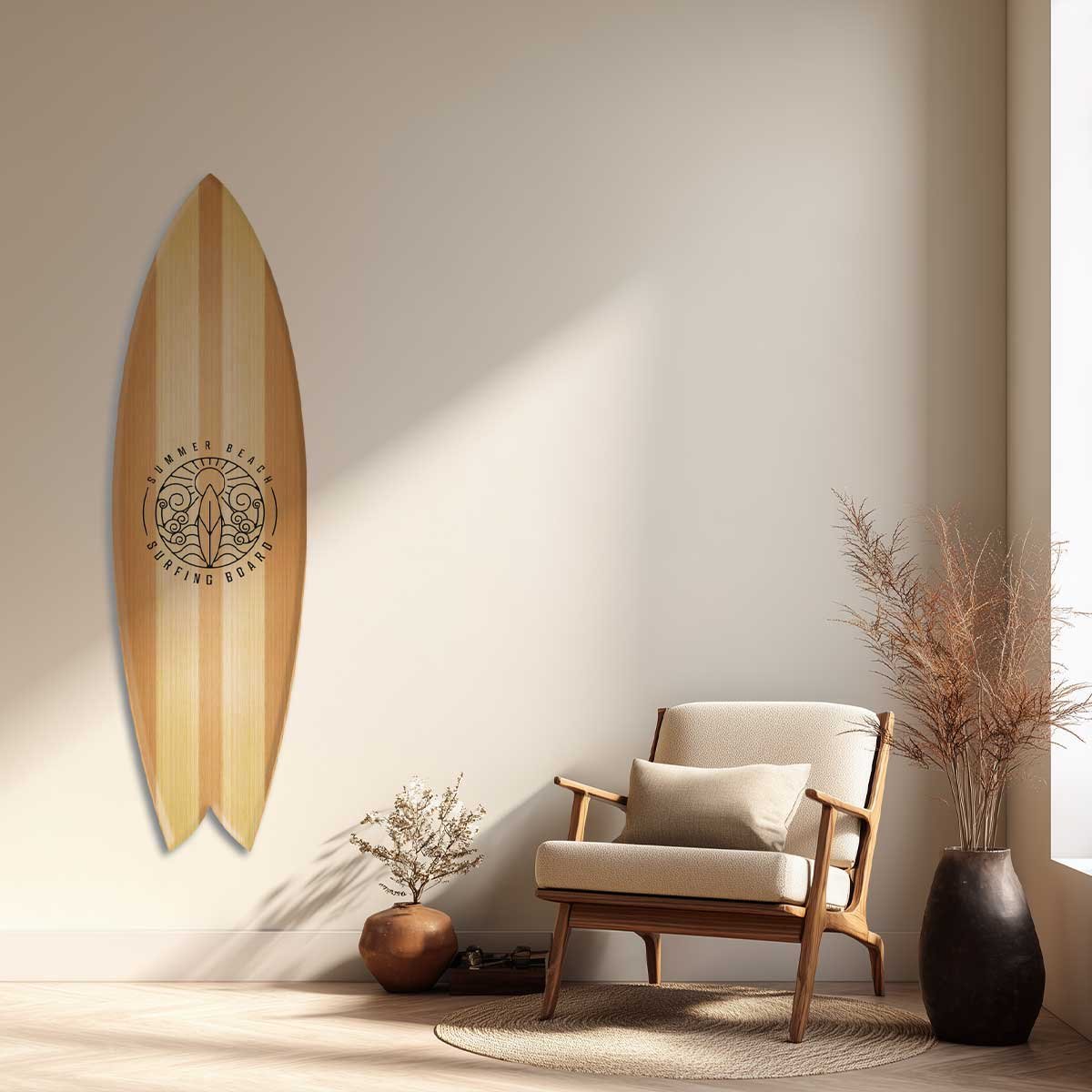 Planche de surf deco Beachwood tableau alu dibond, HEXOA