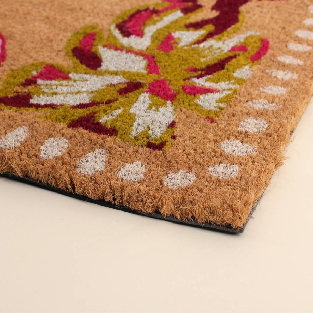 Paillasson coco imprimé floral 50x80cm rose, ORNAMI