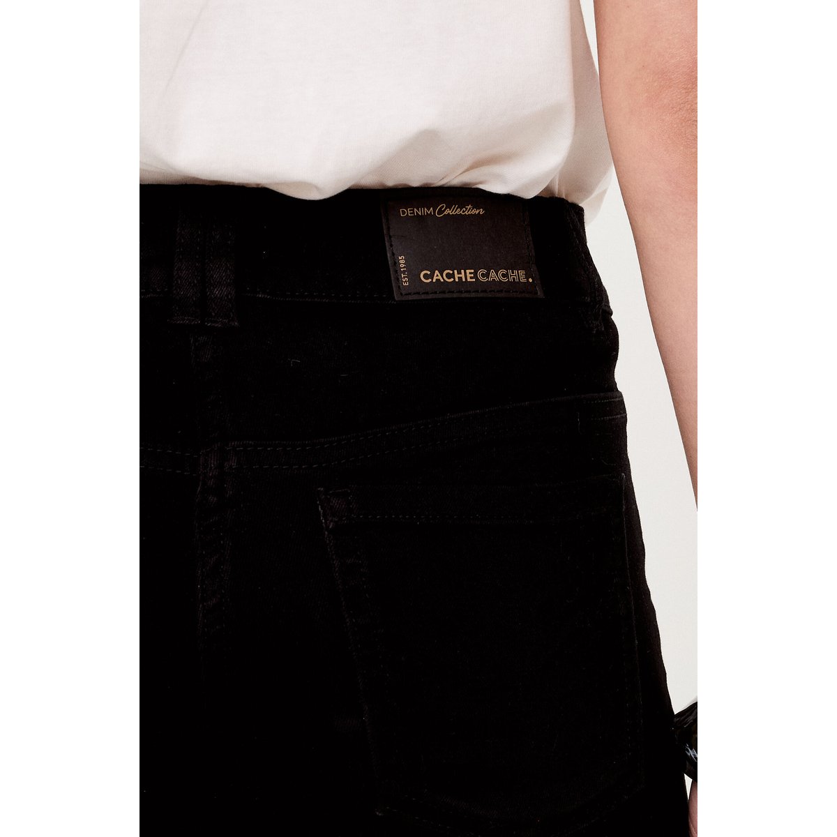 Jean droit regular taille standard denim noir, CACHE CACHE