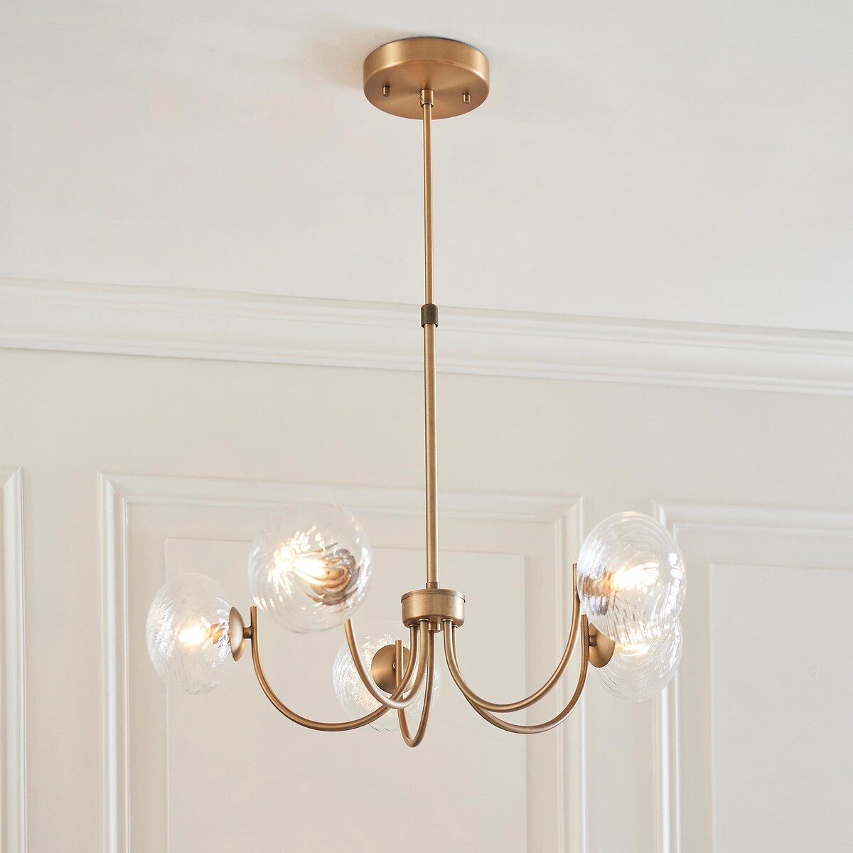 Harville 5-Light Dome Glass Pendant Light aged brass, ÉDITÉ