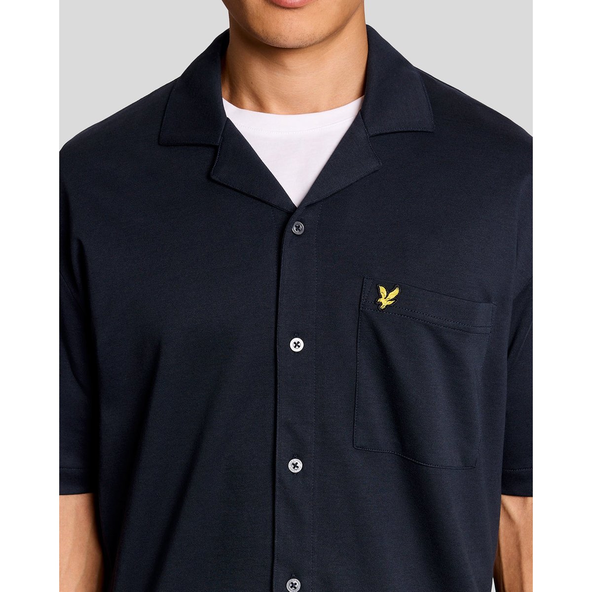 Chemise manches courtes col revers bleu foncé marine, LYLE & SCOTT