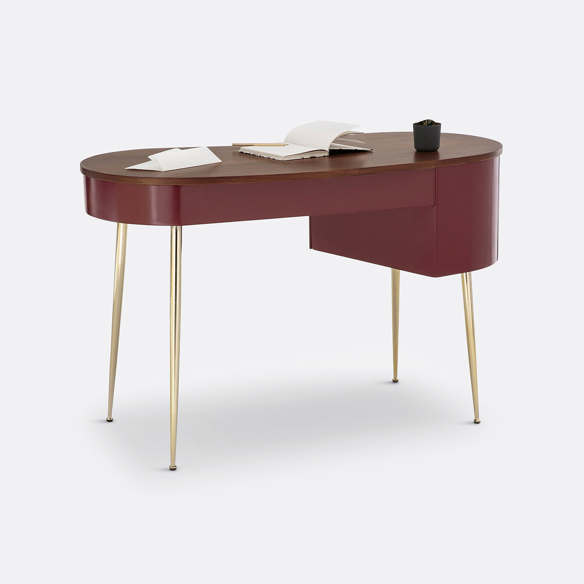 Bureau vintage plaqué noyer, Topim bordeaux/noyer, LA REDOUTE INTERIEURS