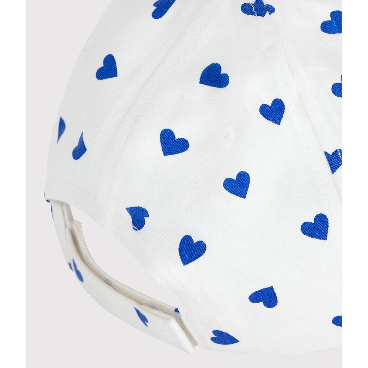 Casquette enfant en serge imprimé cœurs blanc/bleu, PETIT BATEAU