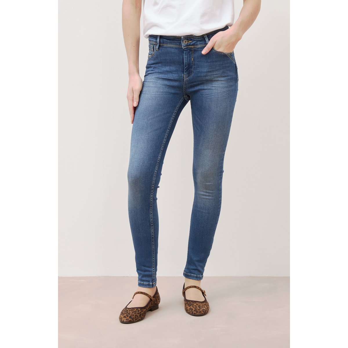 Jeans skinny push-up taille standard denim stone, BONOBO