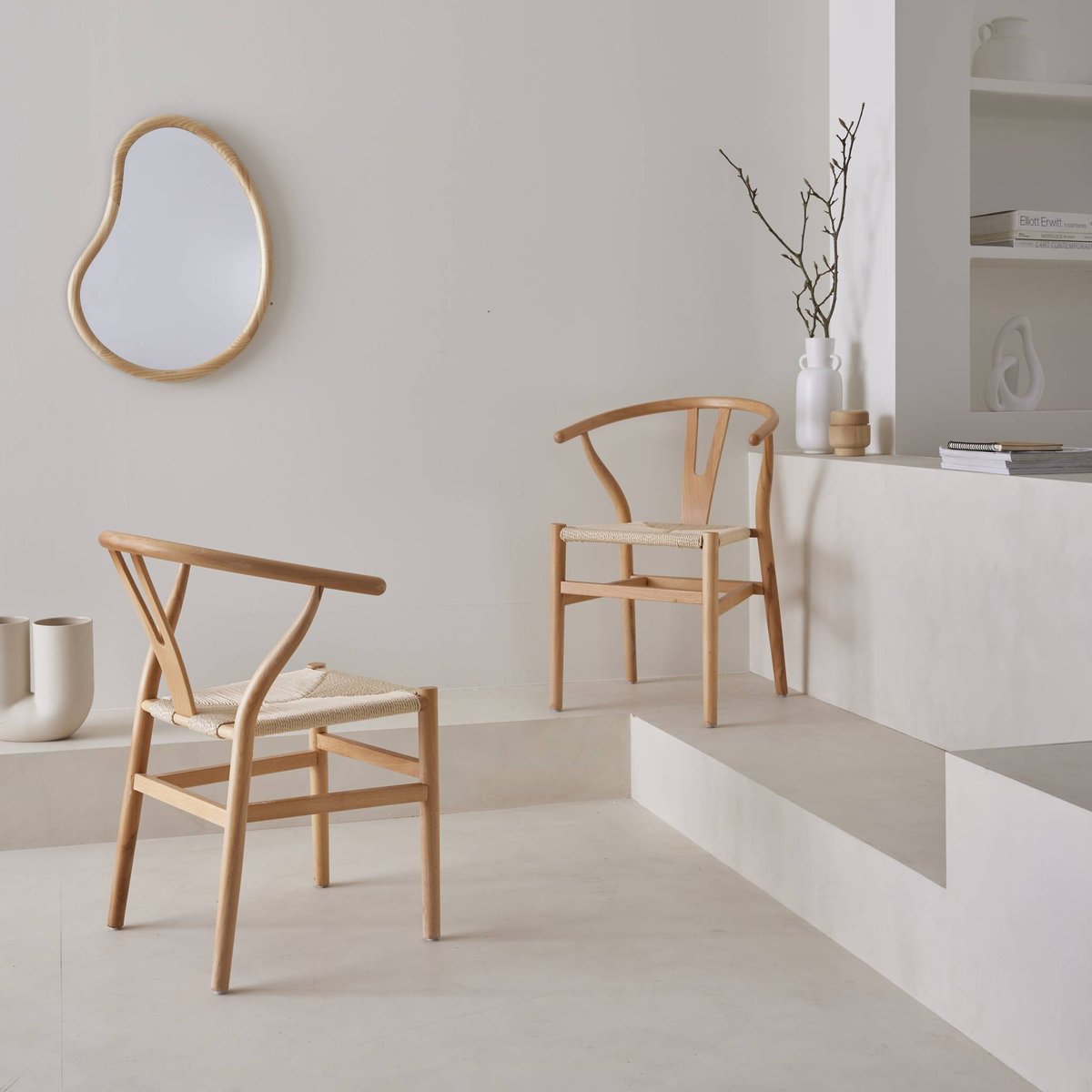 Chaise vintage bois de hêtre et cordes (lot de 2) CECILE naturel, SWEEEK