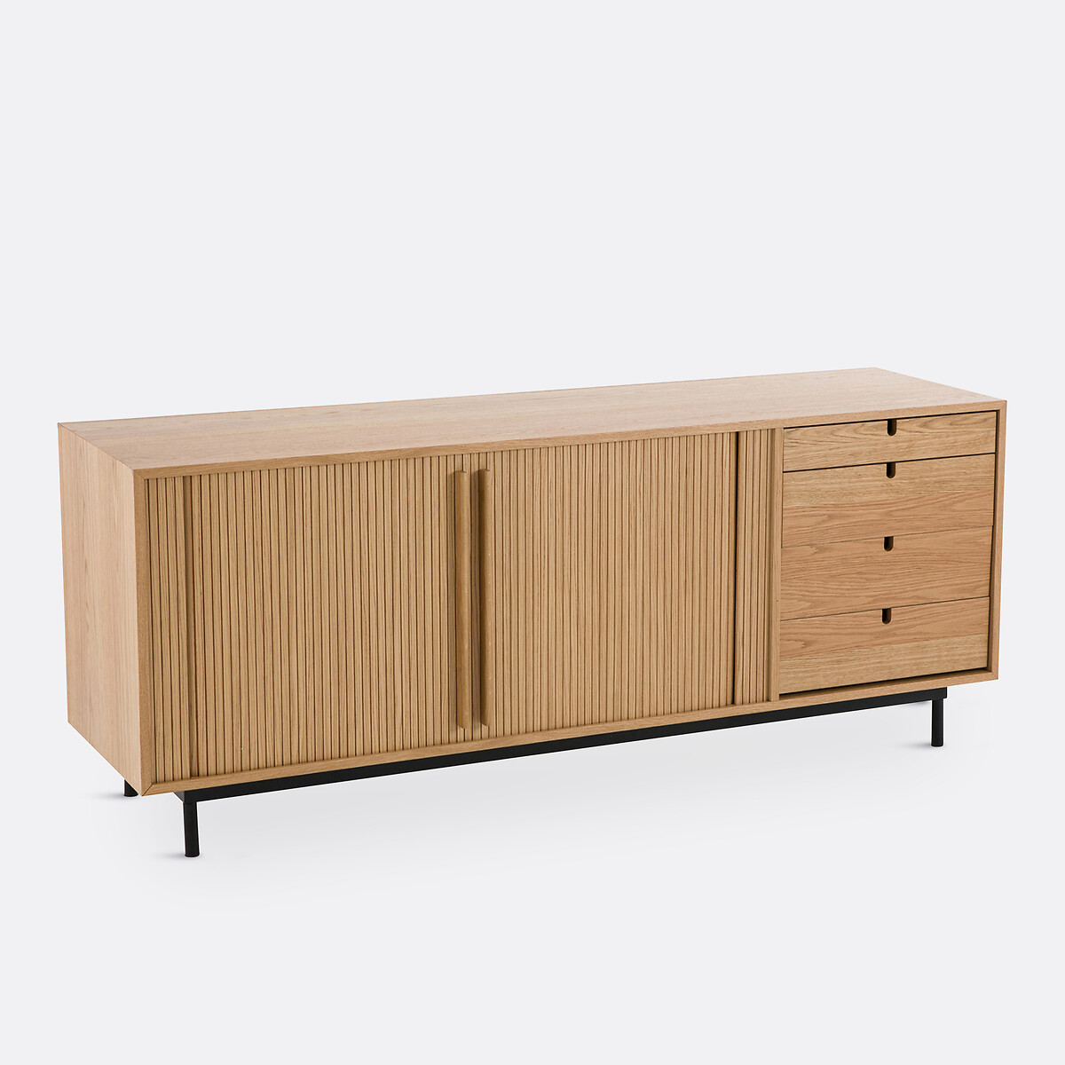Buffet plaqué chêne à portes coulissantes, Strio chêne, LA REDOUTE INTERIEURS