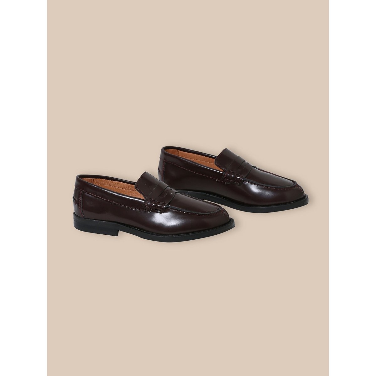 Mocassins en cuir chocolat, CYRILLUS