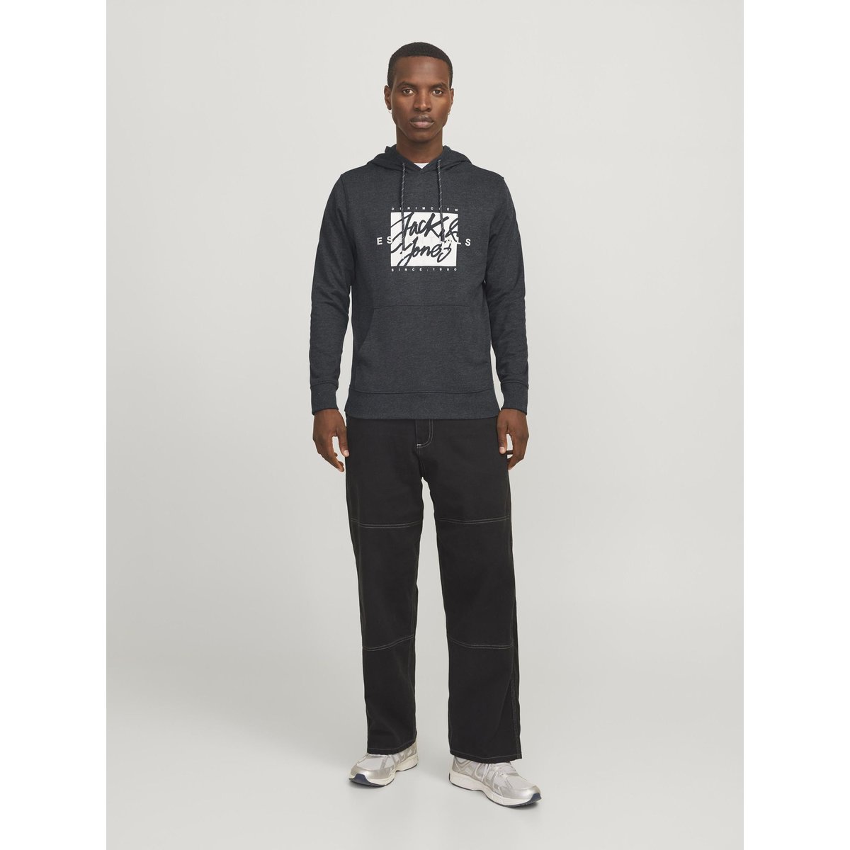 Sweat À Capuche dark grey melange 1, JACK & JONES