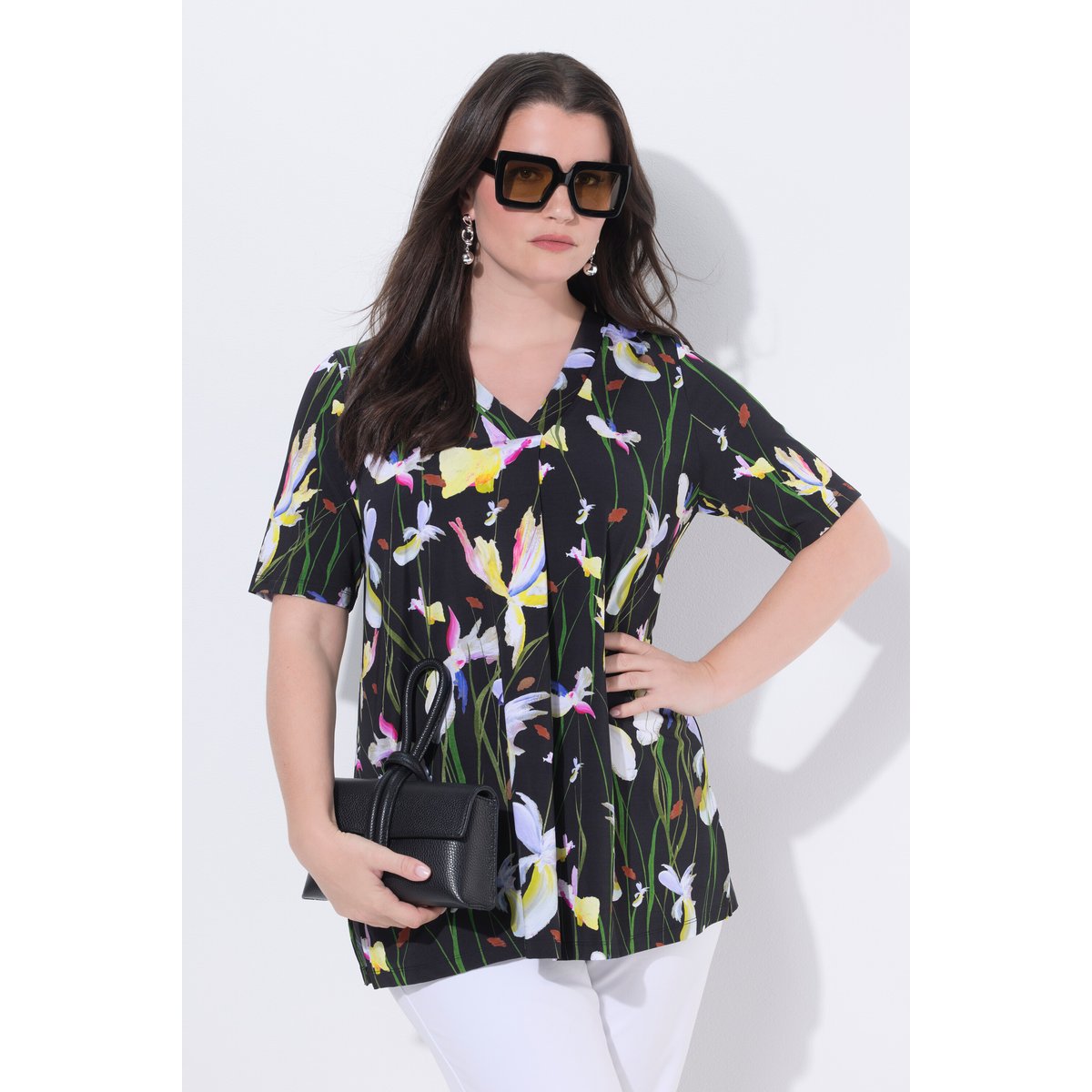 T-shirt au tombé fluide noir, ULLA POPKEN