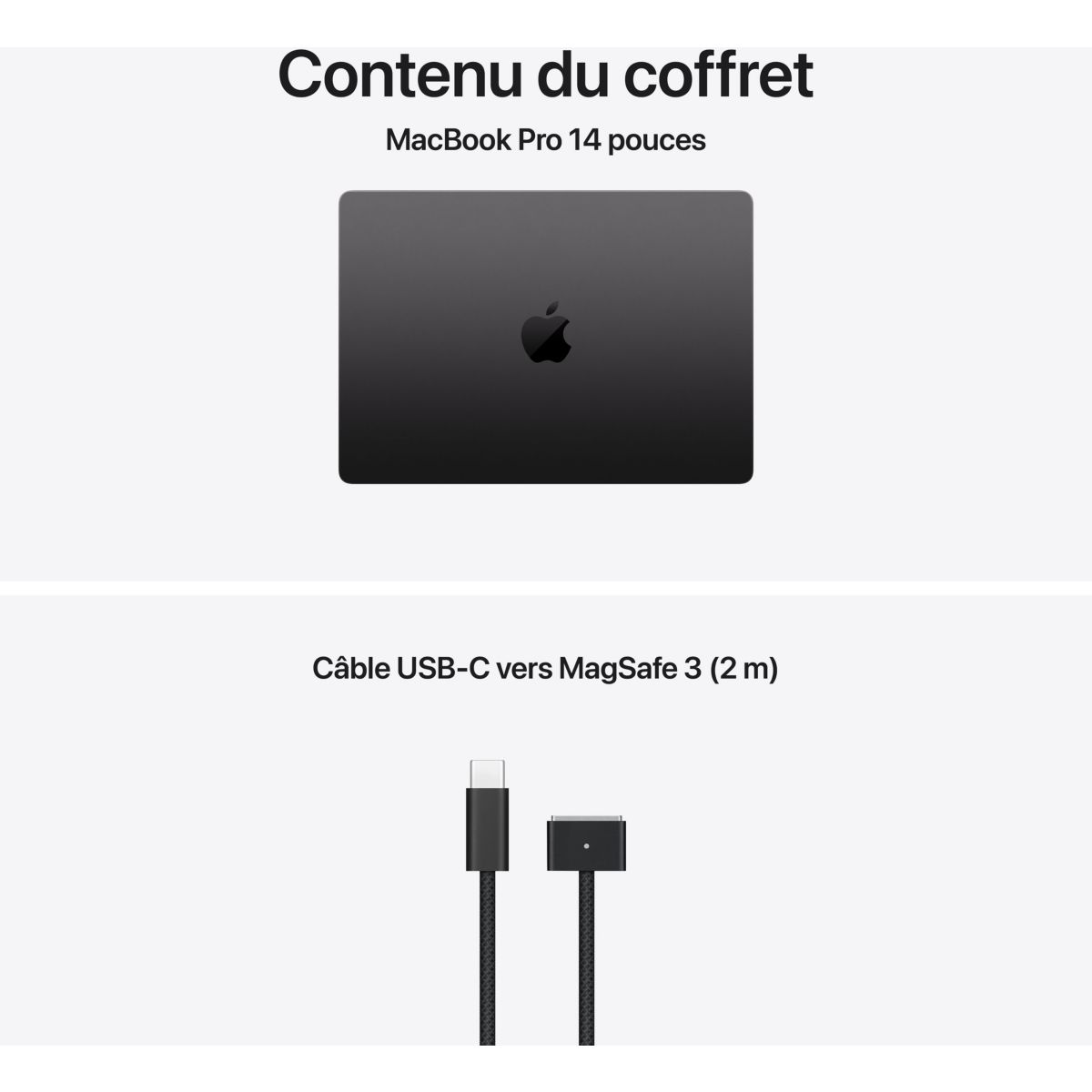 Ordinateur Apple Pro 14" Puce M5 Pro CPU 15 / GPU 16 coeurs Mémoire RAM 24Go Stockage 2To SSD XDR Noir sidéral couleur unique, APPLE