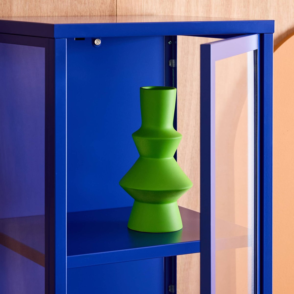 Buffet de rangement acier et verre trempé 1 porte 160cm ARKANSAS bleu, SWEEEK