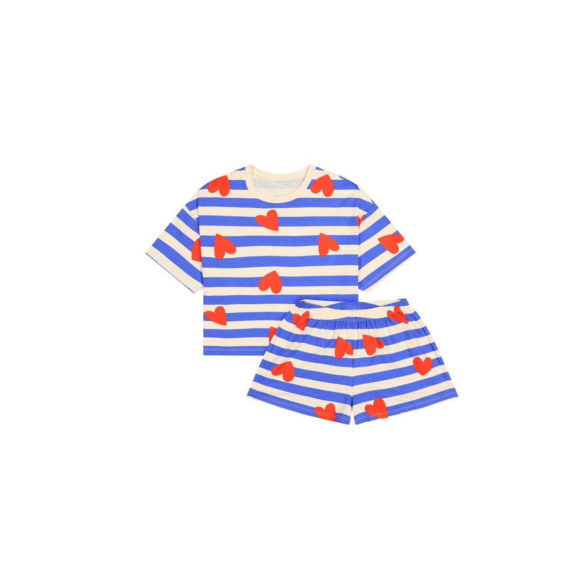 Pyjama enfant coton imprimé bleu rayures, WE ARE JOLIES