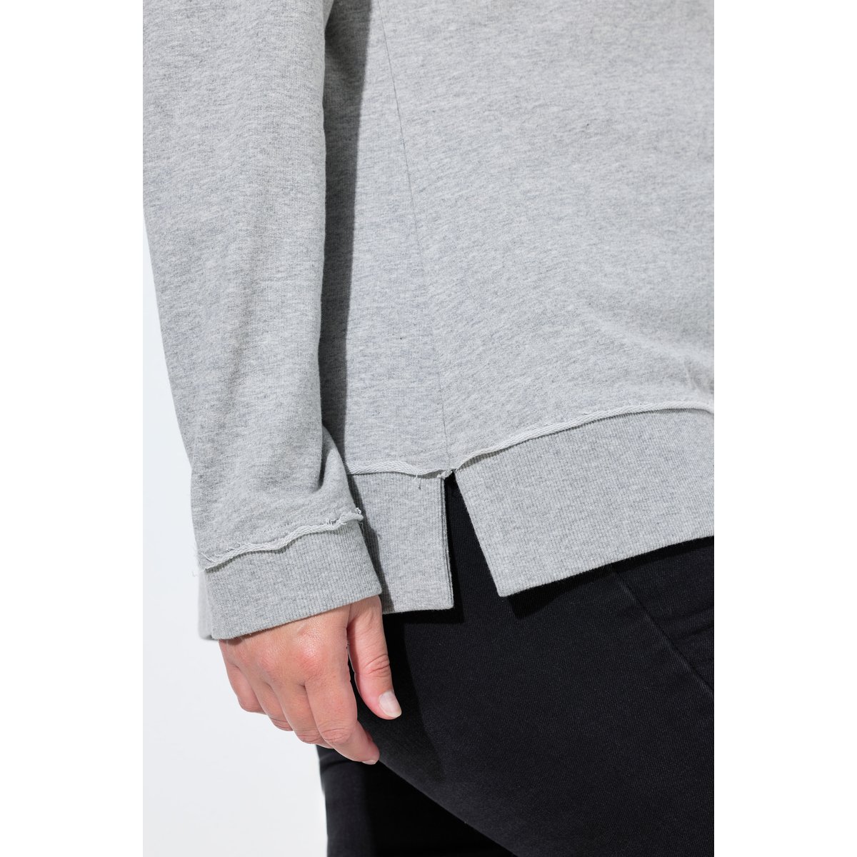 Sweat-shirt col rond et manches longues gris clair chiné, ULLA POPKEN