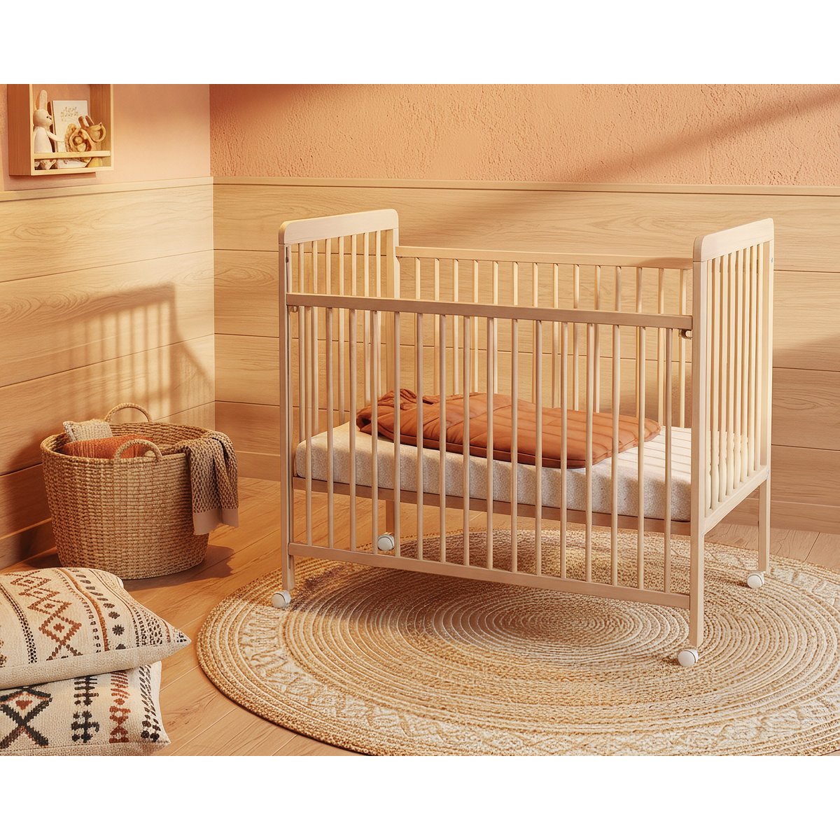 Lit bébé coulissant en bois LIVO blanc, WEBABY
