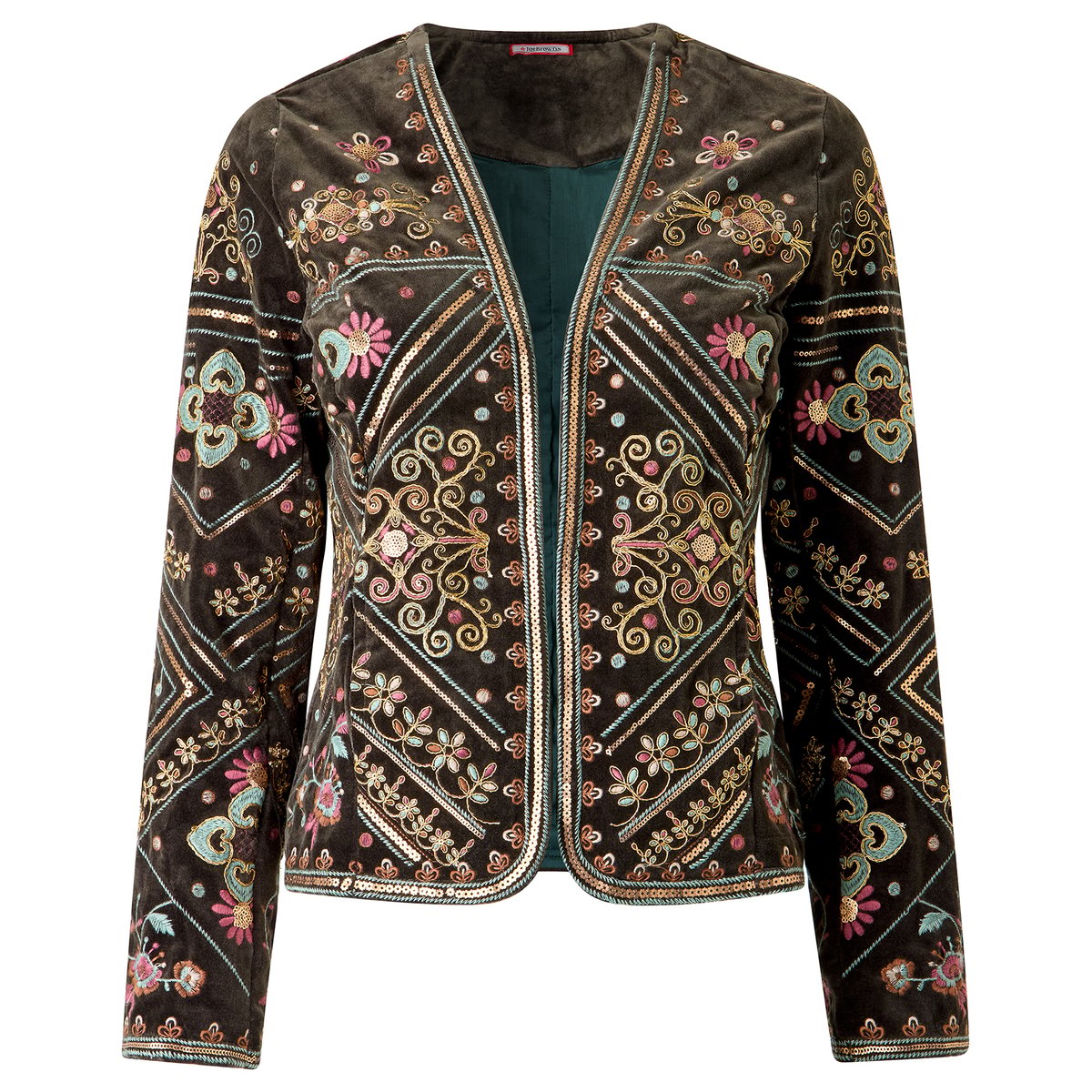 Veste Ouverte Brodée Boutique Bella gris, JOE BROWNS