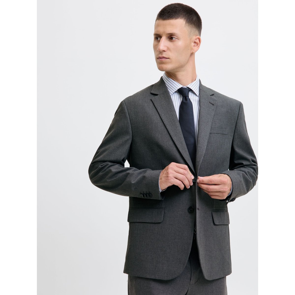 Blazer Croisé dark grey melange 1, JACK & JONES