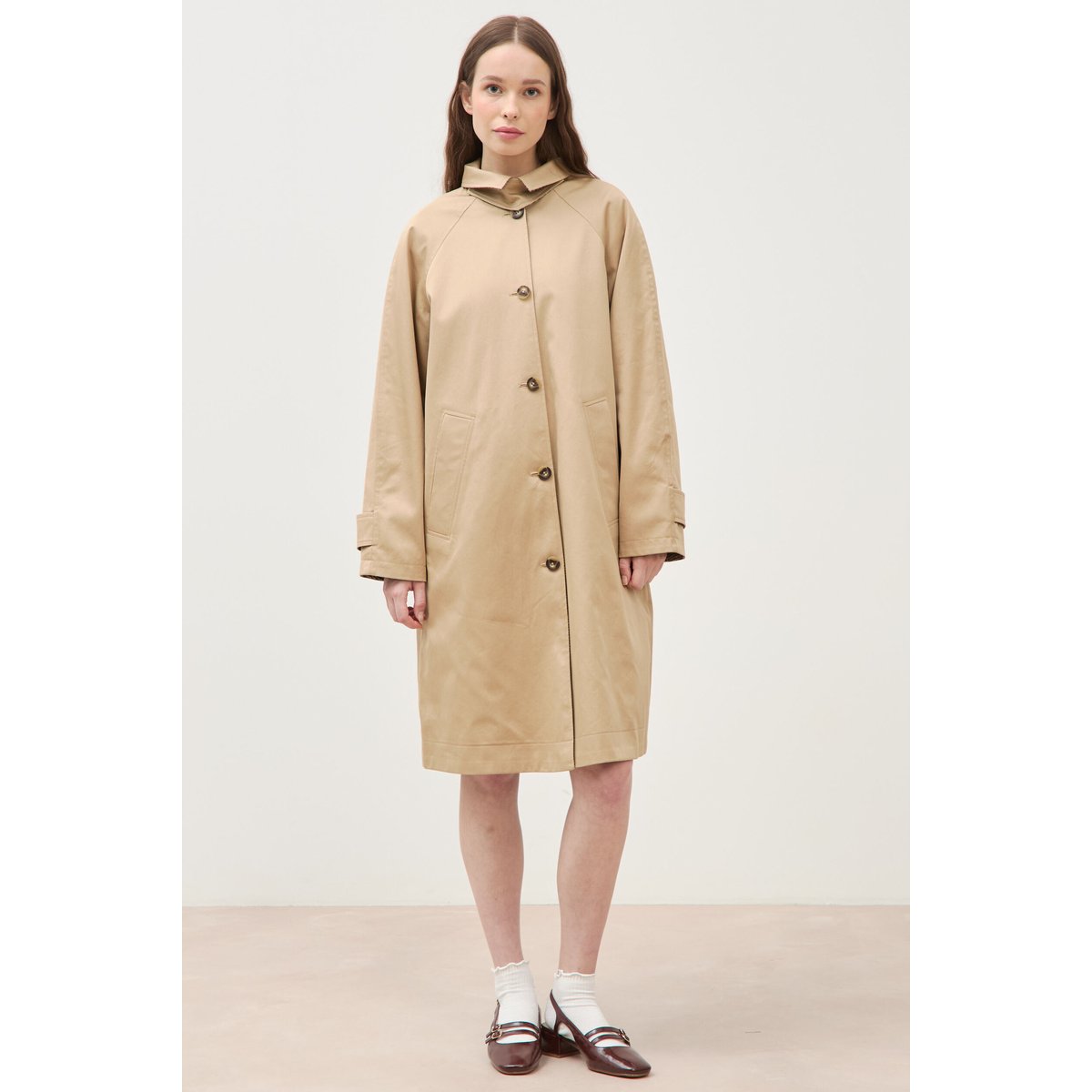 Trench long oversize réversible beige, BONOBO