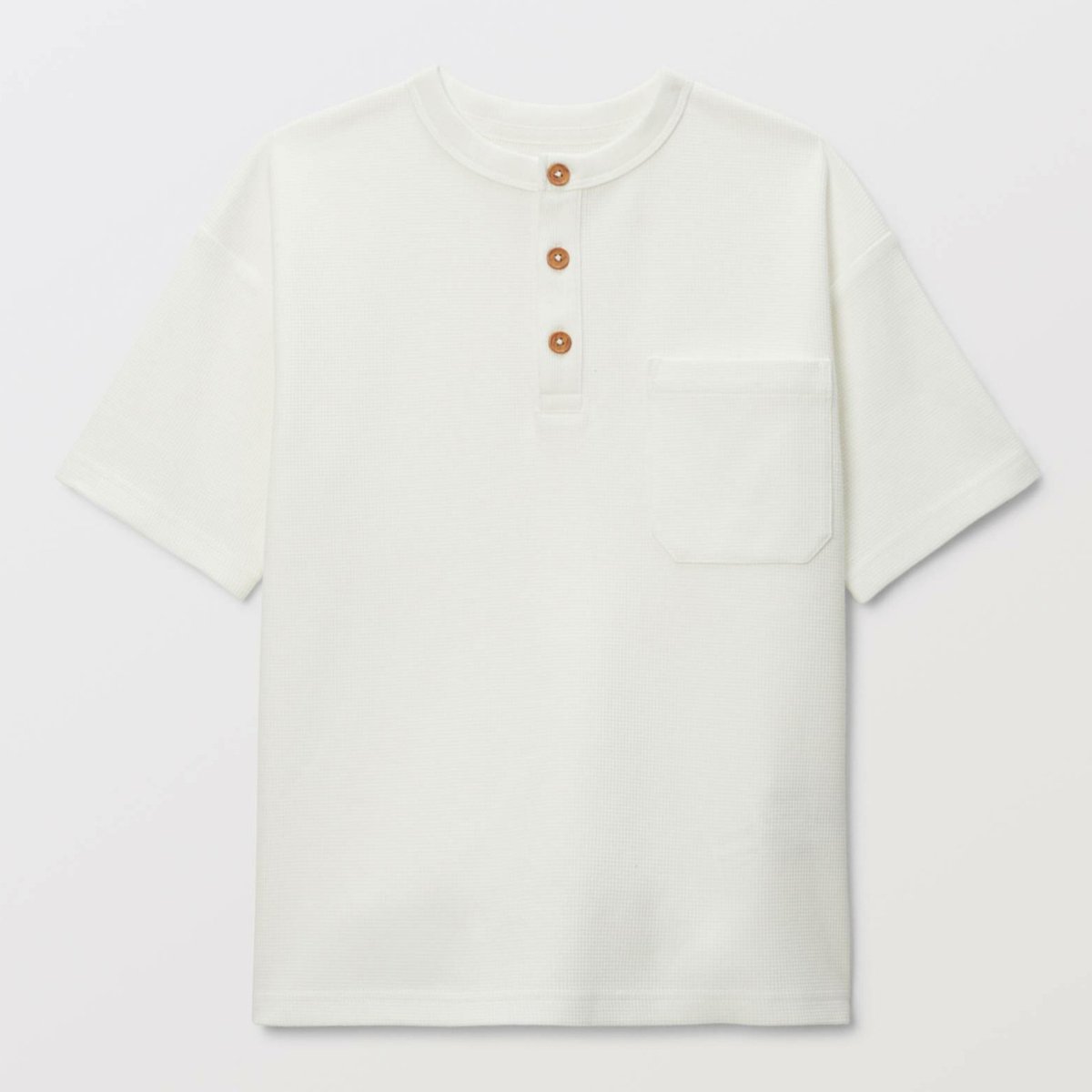 T-shirt manches courtes uni en nid d'abeille en coton BIO GOTS ecru, MONOPRIX