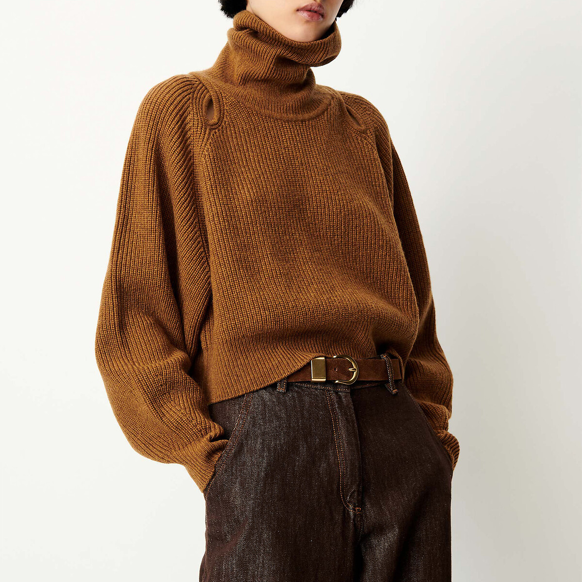 Yinga Openwork Detail Turtleneck Jumper bronze, SESSUN