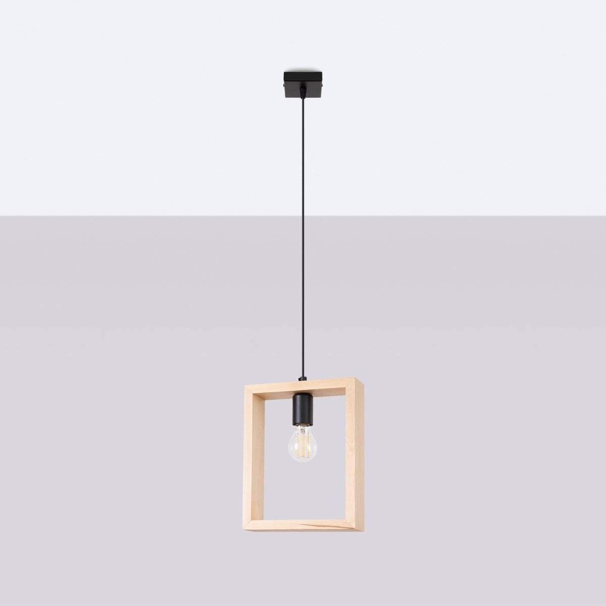Suspension Acier Bois Naturel E27 1 Aries marron, EDEN