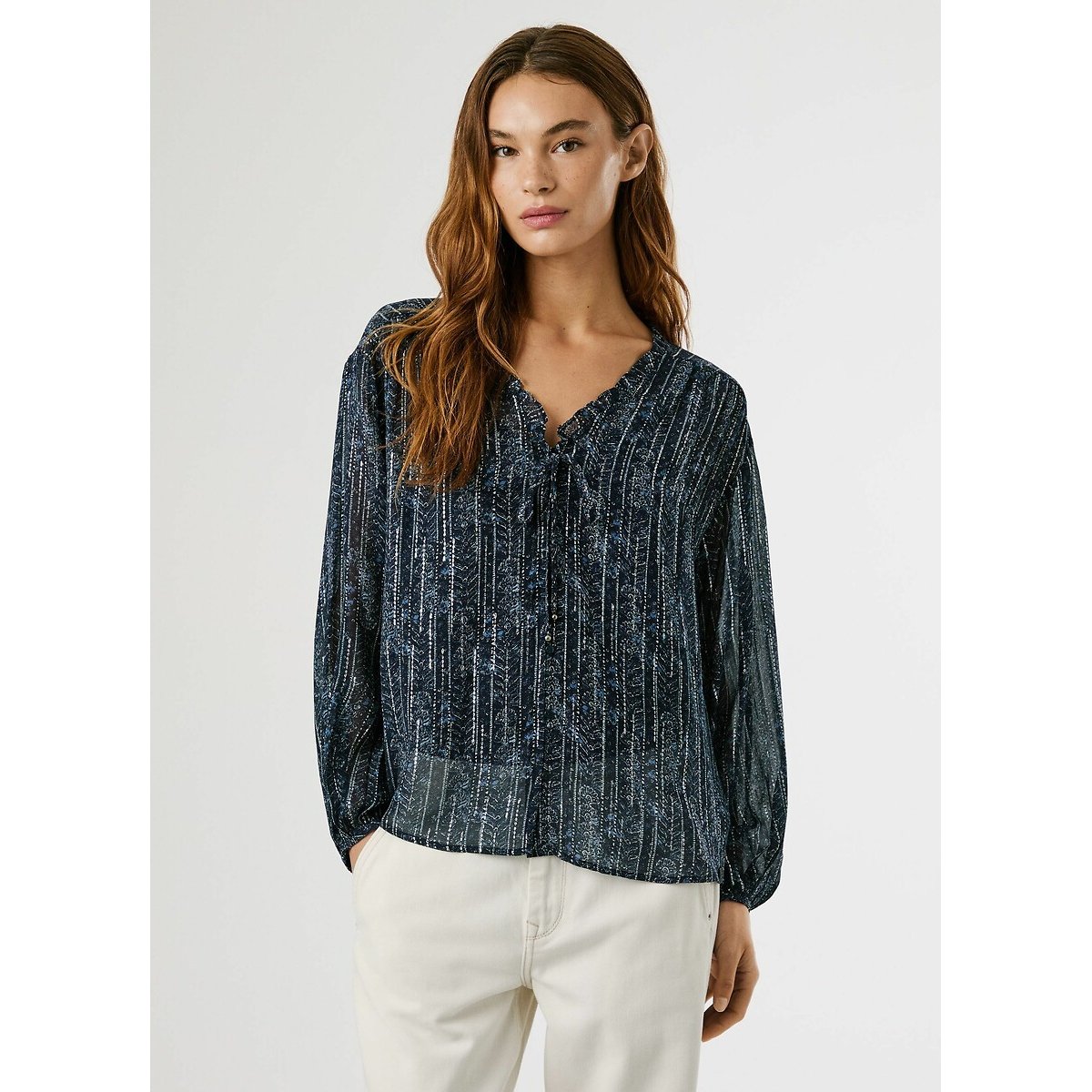 Mey Printed Blouse blue print, PEPE JEANS