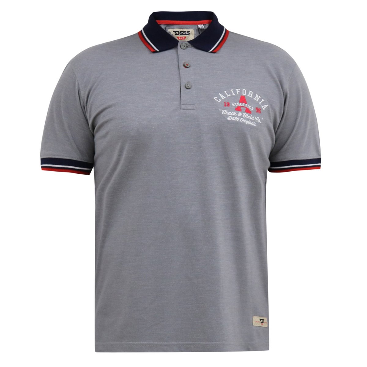 Polo motif/style brodé et rayures grande taille MERSEA gris chiné, DUKE
