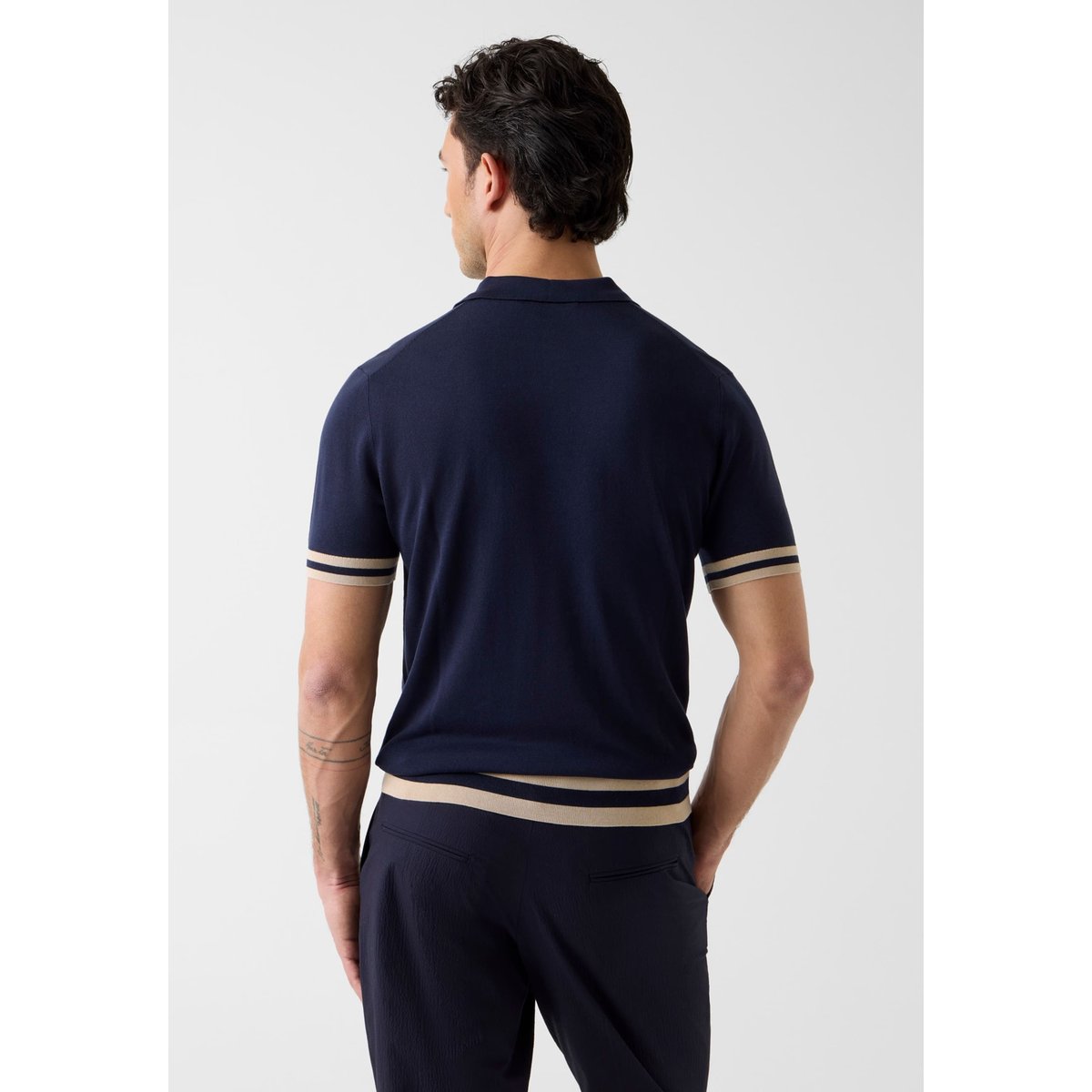 Pull Polo Rayé bleu foncé, GUESS