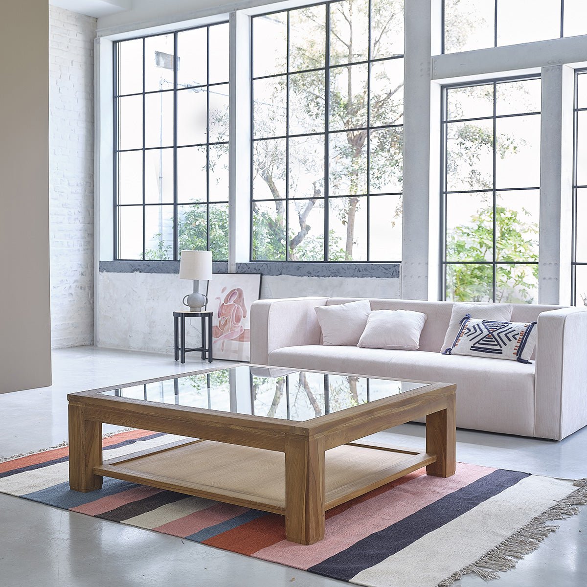 Table basse en bois de teck 120 cm BOSTON naturel, BERAH GETAH
