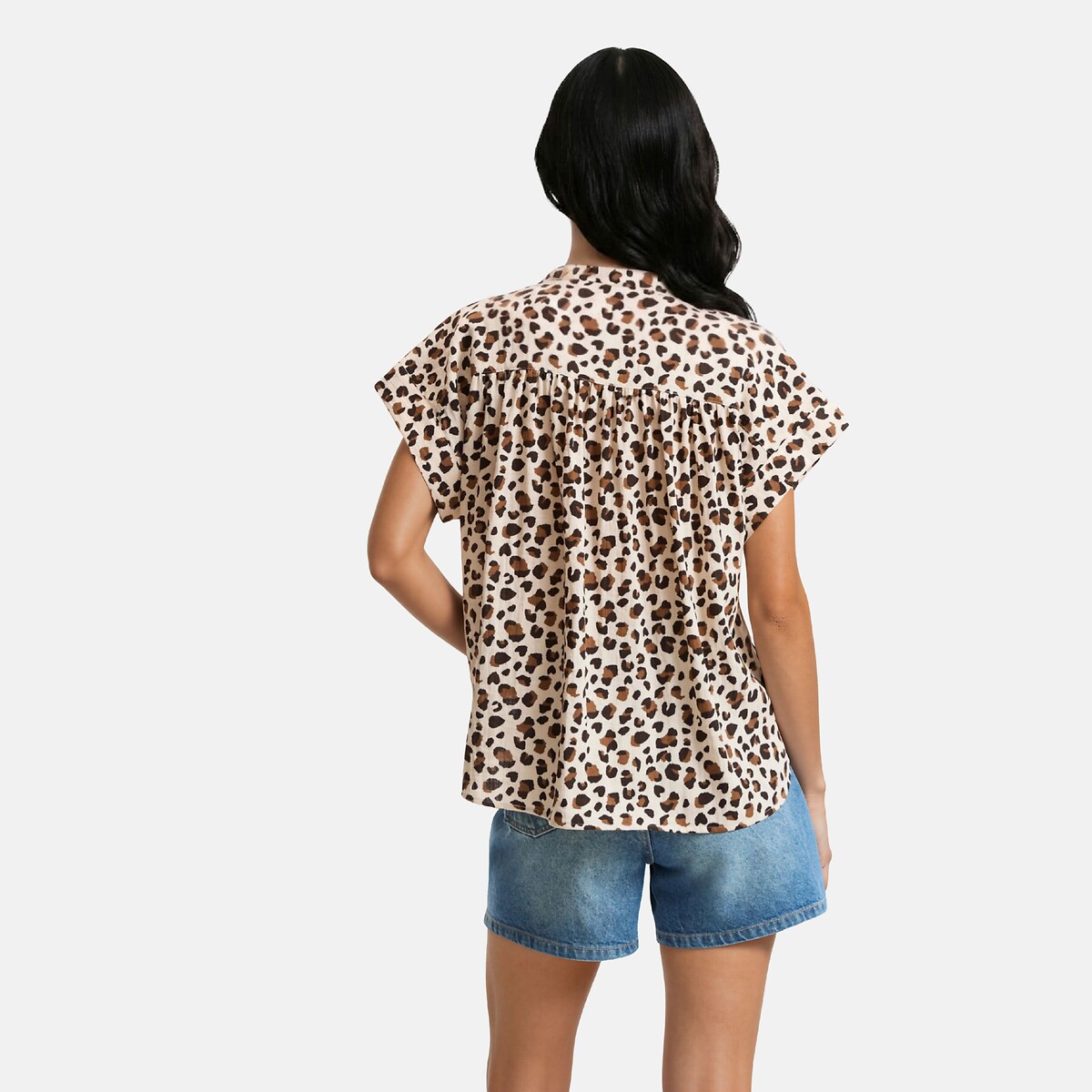 Blouse manches courtes col rond imprimé léopard imprimé léopard, LA REDOUTE COLLECTIONS