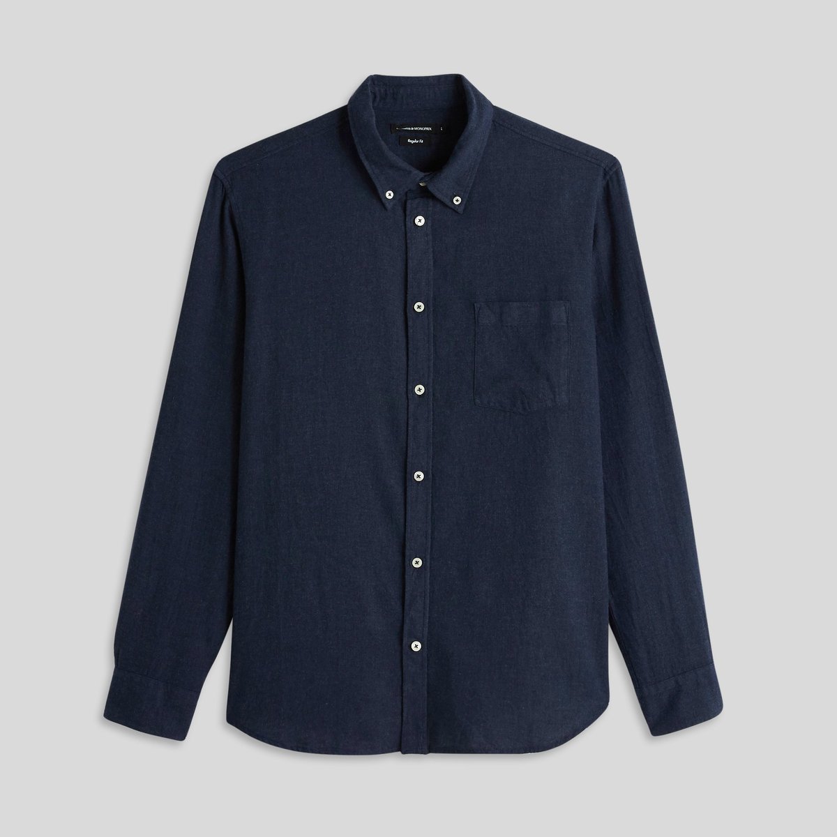 Chemise manches longues en flanelle de coton BIO GOTS marine, MONOPRIX