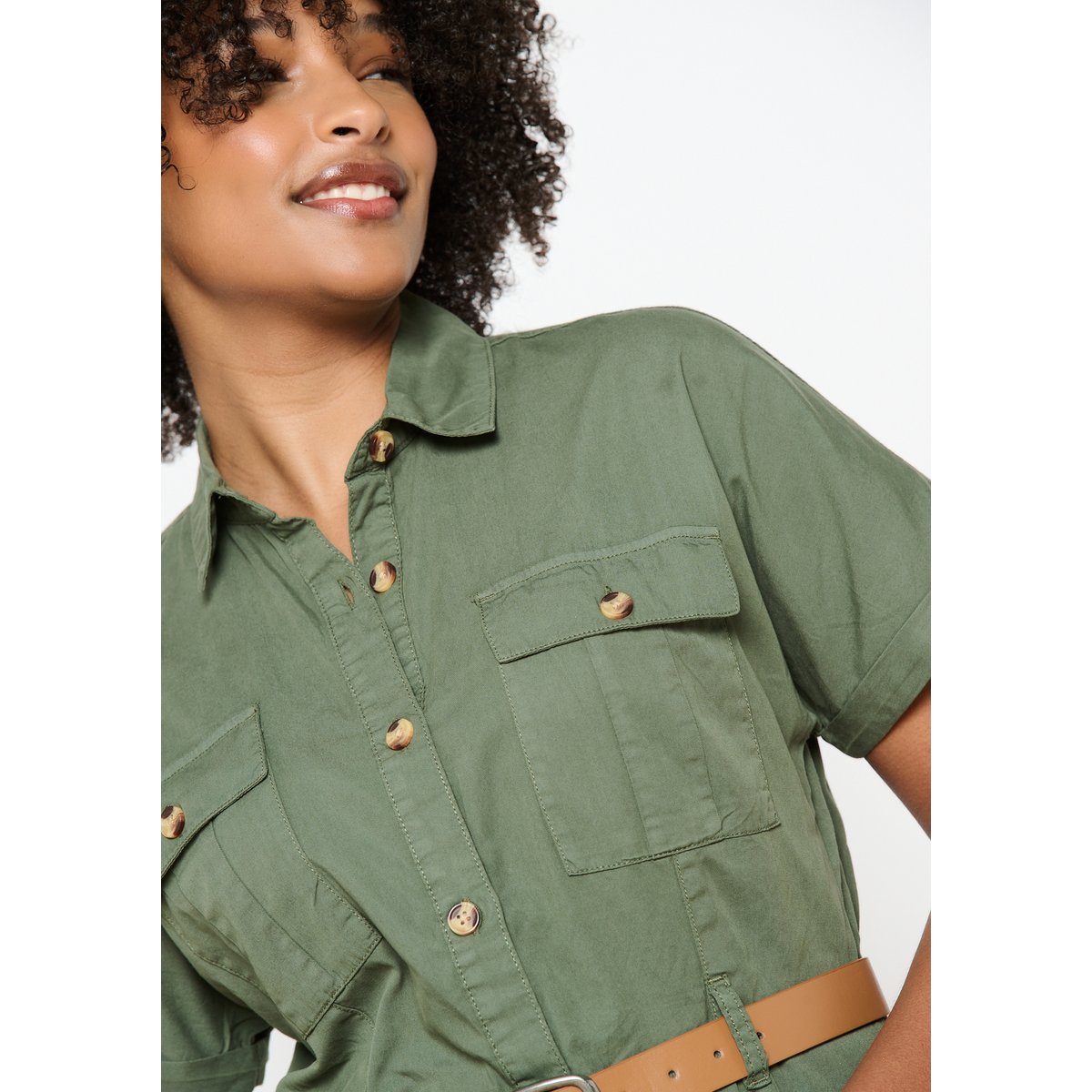 Robe-chemise cargo khaki, LOLALIZA