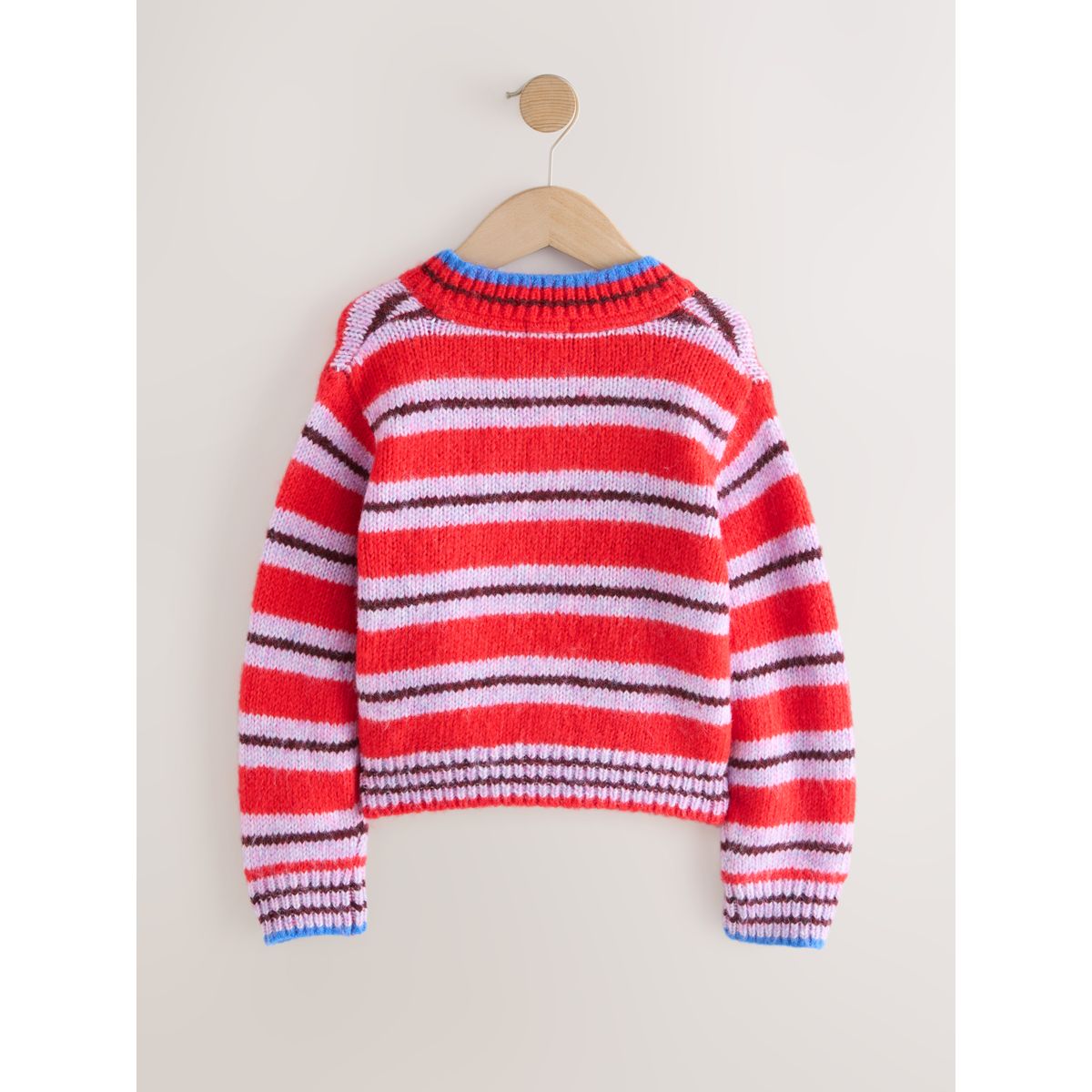 Cardigan en tricot rayé rouge, NEXT