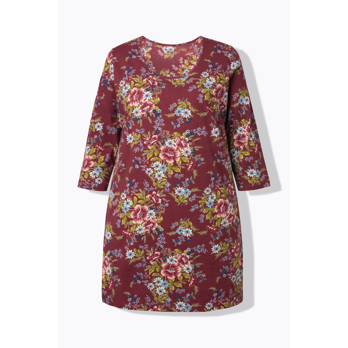 T-shirt long à fleurs bordeaux, ULLA POPKEN