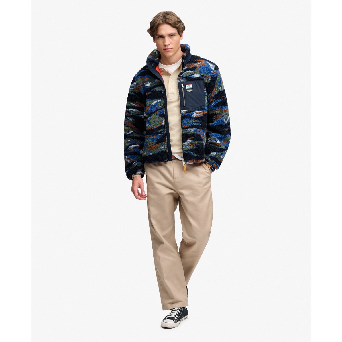 Terrain Fleece Zip Through coupe décontractée terrain marine, SUPERDRY