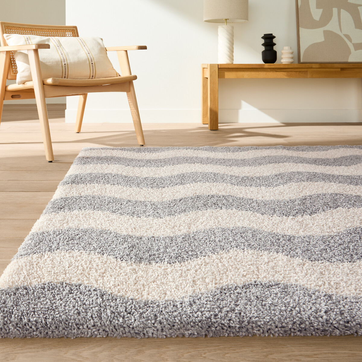 Tapis rectangulaire, motif vagues, NAMI ecru/gris, LA REDOUTE INTERIEURS